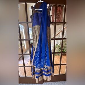 Blue and Gold Embellished Dress